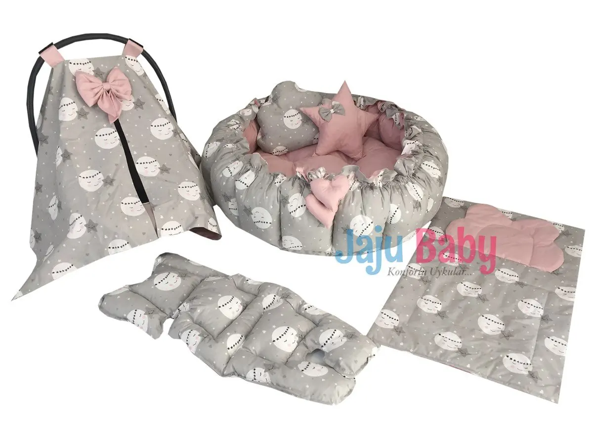 

Handmade Gray Full Moon Patterned Set Design Luxury Play Mat Babynest