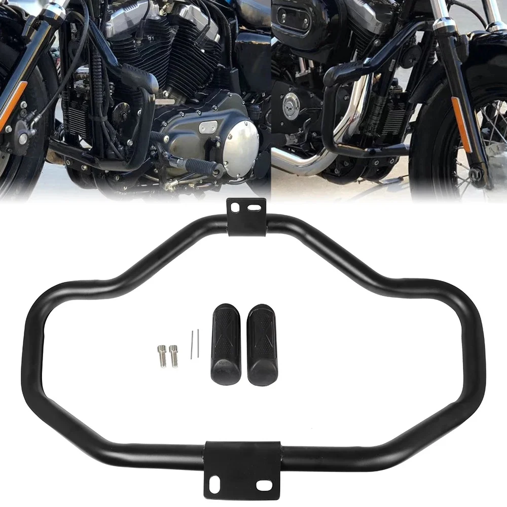 Czarny motocykl wąsy autostrada Crash Bar przednia osłona silnika dla Harley Sportster 1200 883 XL 48 72 Iron 883 — zdjęcie 2