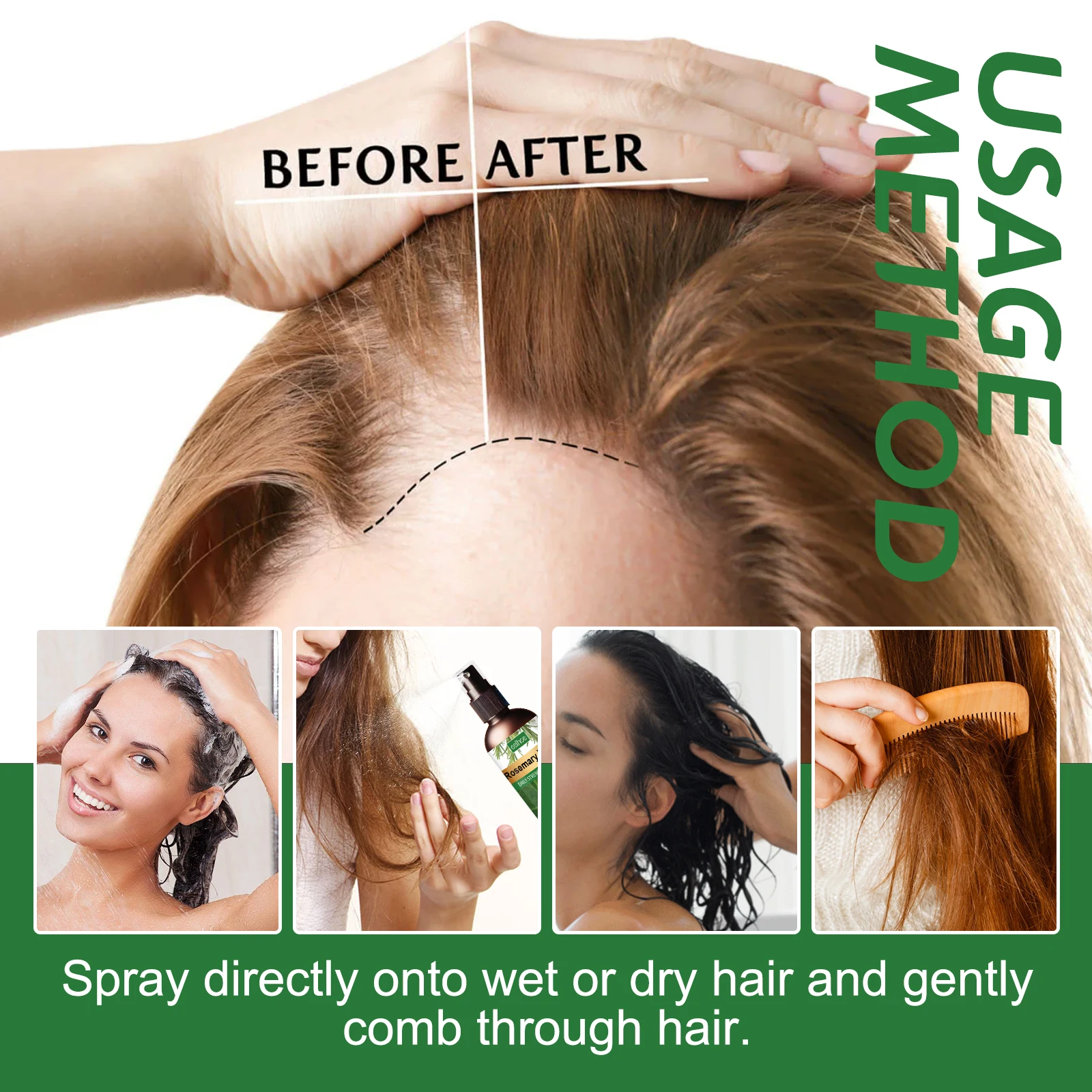 Eelhoe Spray para el cabello denso de romero, aceite para el cuero cabelludo, reparación de daños en el cabello, estabilización y antipérdida, solución para el cabello denso