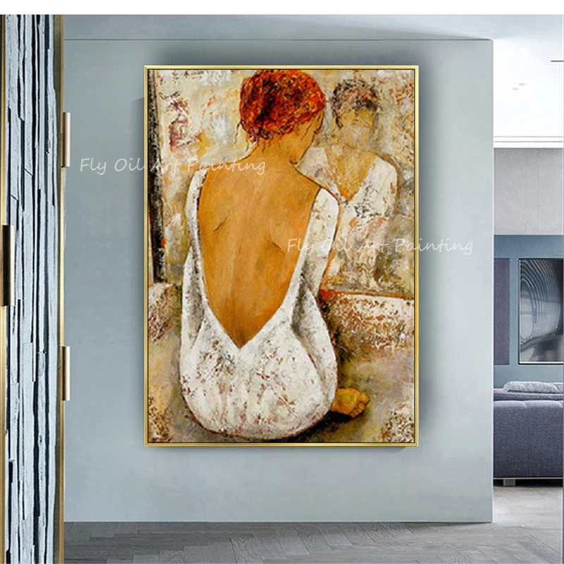 

Large size young girl sexy painted canvas 100% handmade oil painting no frame on canvas wall decor picture