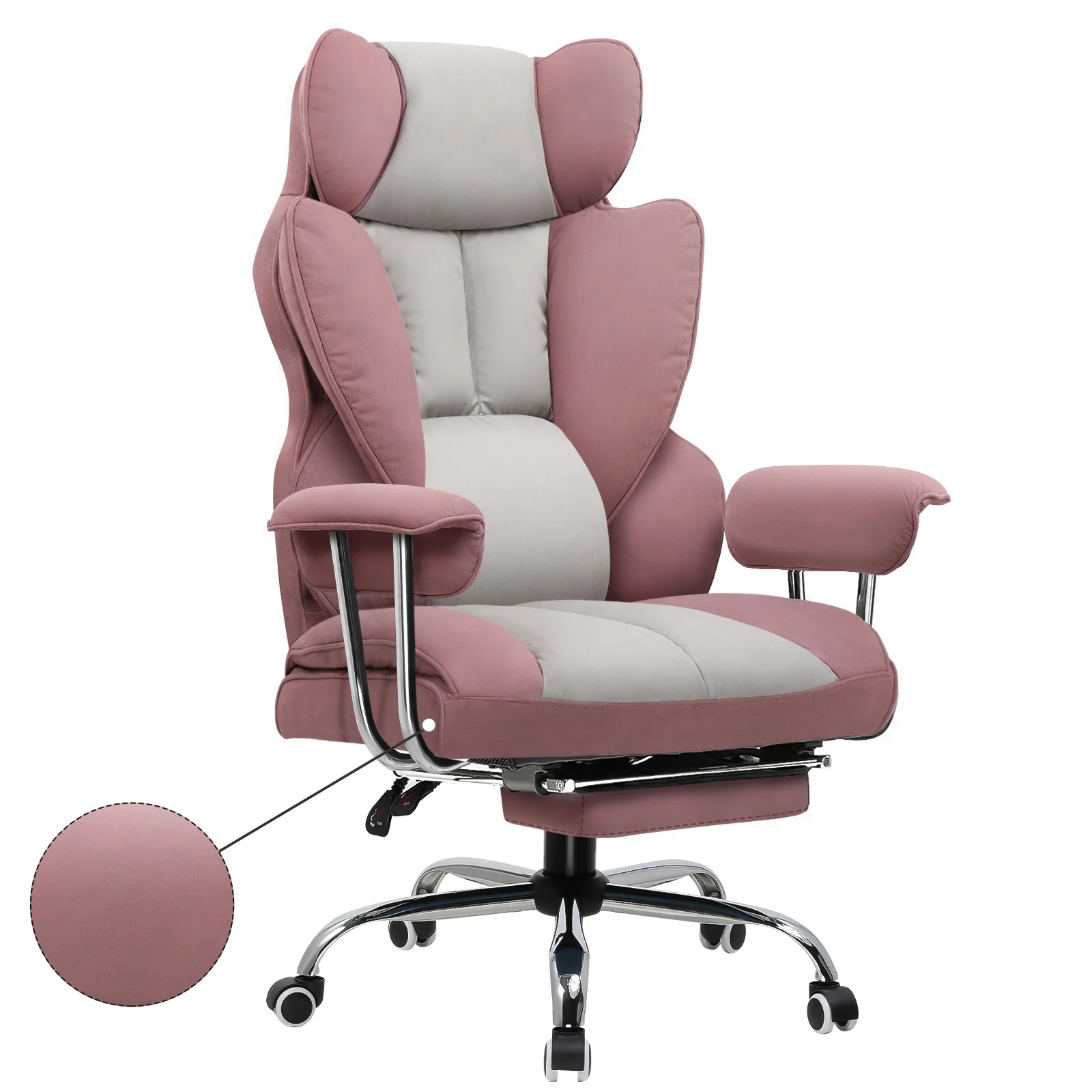 GTPLAYER Gaming stoel, Gamer stoel, Ergonomische bureaustoel met voetenbank, Stoffen oppervlak, Veer zitkussen, Gevoerde gaming stoel, Gaming fauteuil 150kg draagvermogen