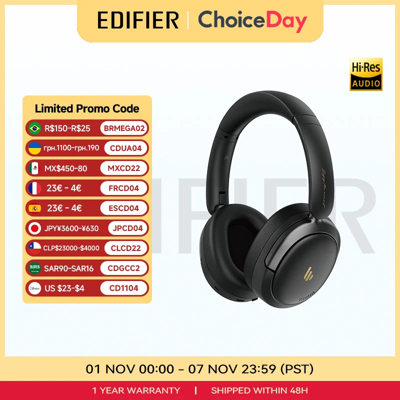 Edifier-Casque sans fil Atom Max, suppression active du bruit, casque Bluetooth VAllemands, audio haute résolution, casque supra-auriculaire Edifier-Casque sans fil Atom Max, suppression active du bruit, casque Bluetooth VAllemands, audio haute résolution, casque supra-auriculaire