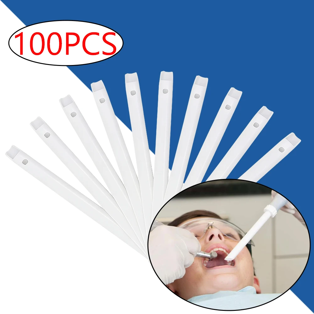 

100PCS Disposable HVE Dental Suction Tips High Volume Evacuation Vented Tubes for Dental Clinic & Oral Surgery