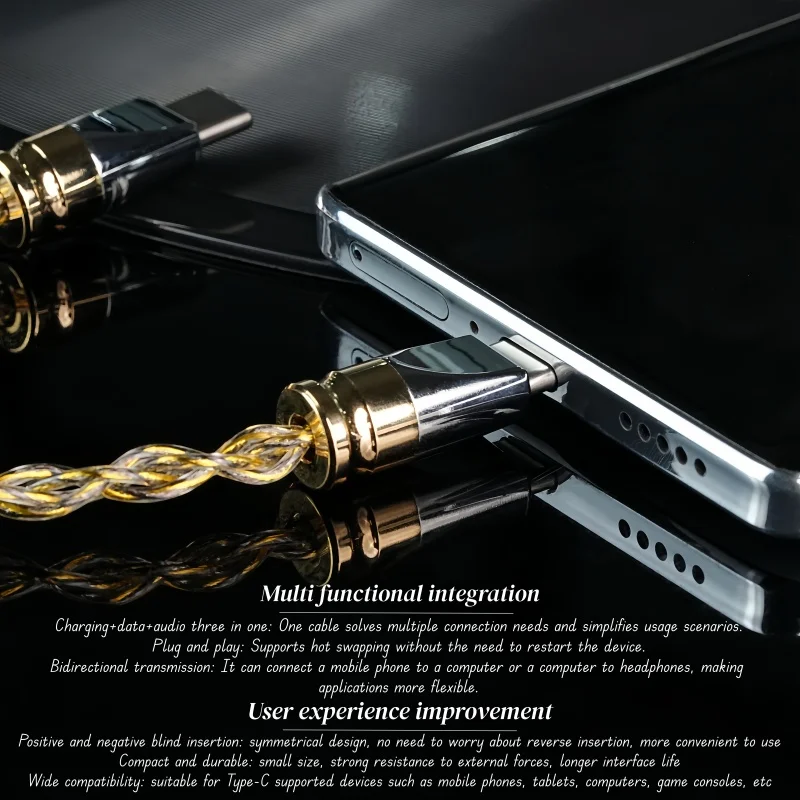 ZiSin-339 Mini Adapter Type-C to Type-C/4.4/3.5mm Female Base Interface Compatible with Multiple Devices