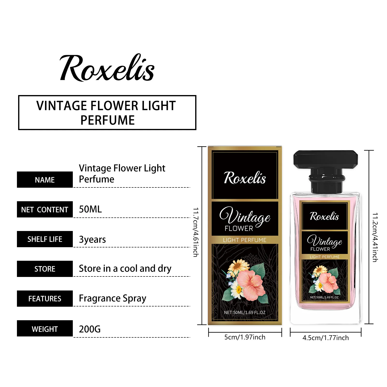 น้ำหอมโรเซลิส 50 มล. กลิ่นดอกไม้หรูหรา หอมติดทนนาน กลิ่นหอมธรรมชาติ สดชื่น ดึงดูดใจ เหมาะสำหรับออกเดท สร้างเสน่ห์โรแมนติก น้ำหอมกลิ่นดอกไม้