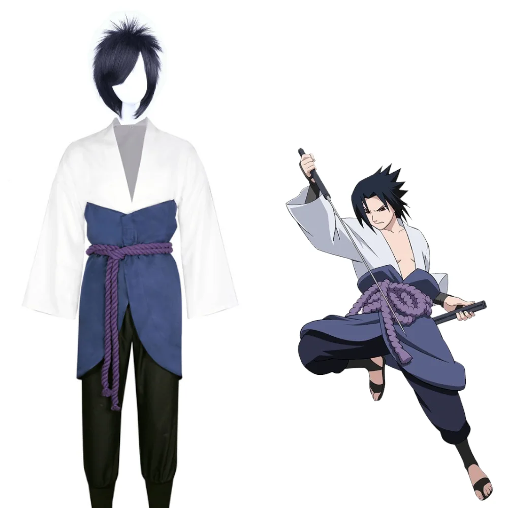 

Sasuke Uchiha Cosplay Costume Set Sasuke Kimono Ninja Outfit Male Anime Role Playing Suit