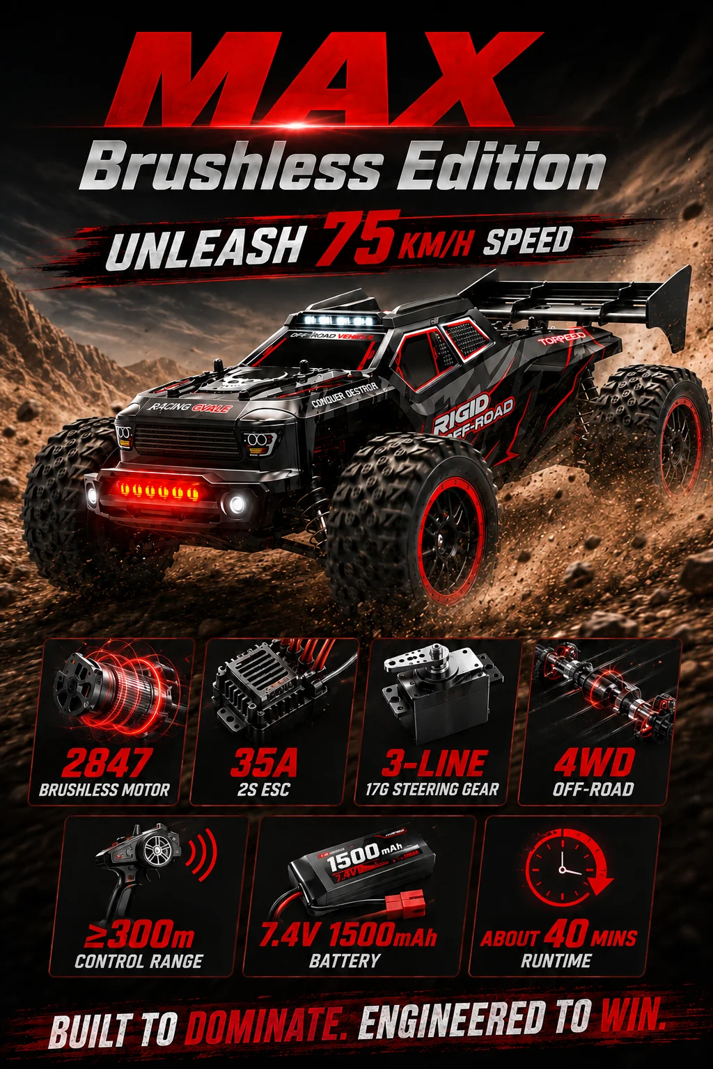 Sg316 Rc Car 4X4 Off Road 75Km/H Brushless Motor 35Km/H Brush Motor with Metal Drive Shaft 2.4g High Speed Remote Control Car