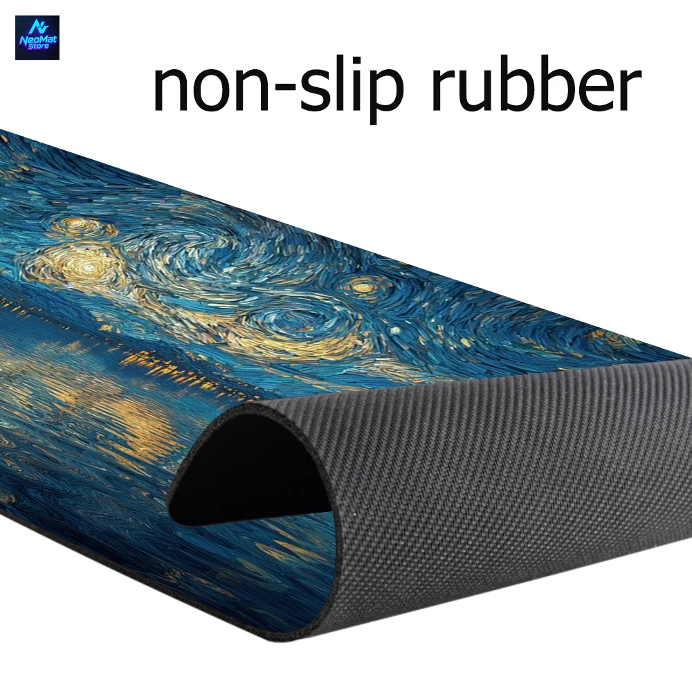 Gaming Mouse Pad Desk Large Starry Night Office 80x30cm Inspired Rubber Carpet Swirl Nonslip Art Mousepad Gamer Mousepads