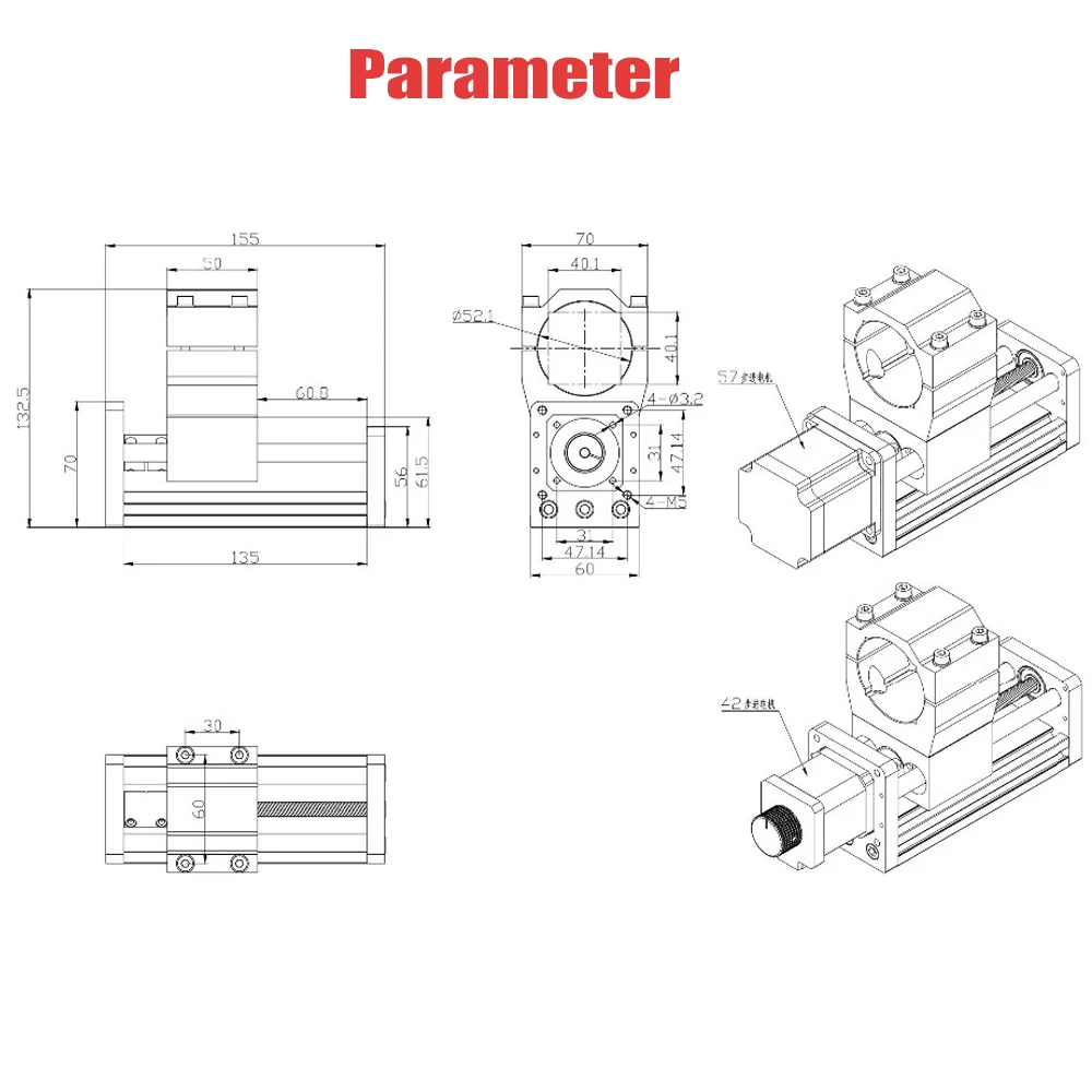 CNC 3018 Plus Z Axis Module Aluminum Sliding Engraving Machine Accessories Support Nema17 Stepper Spindle Motor Z-Axis Bracket