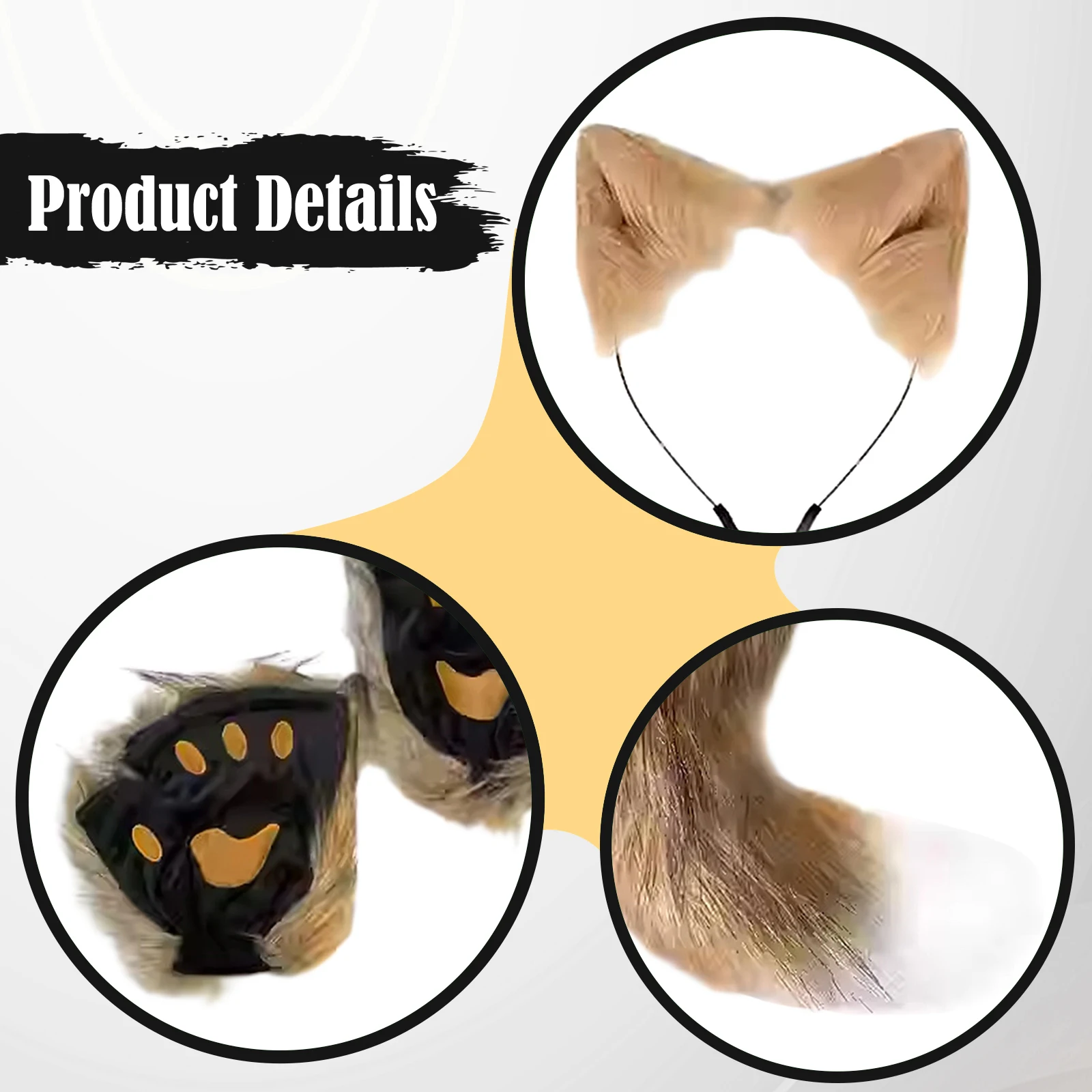 Animal Foxes Cat Costume Set Headband with Matching Tail  Paw Gloves for Cosplay Lolita Kawaii Theme Party Fancy Dress Up