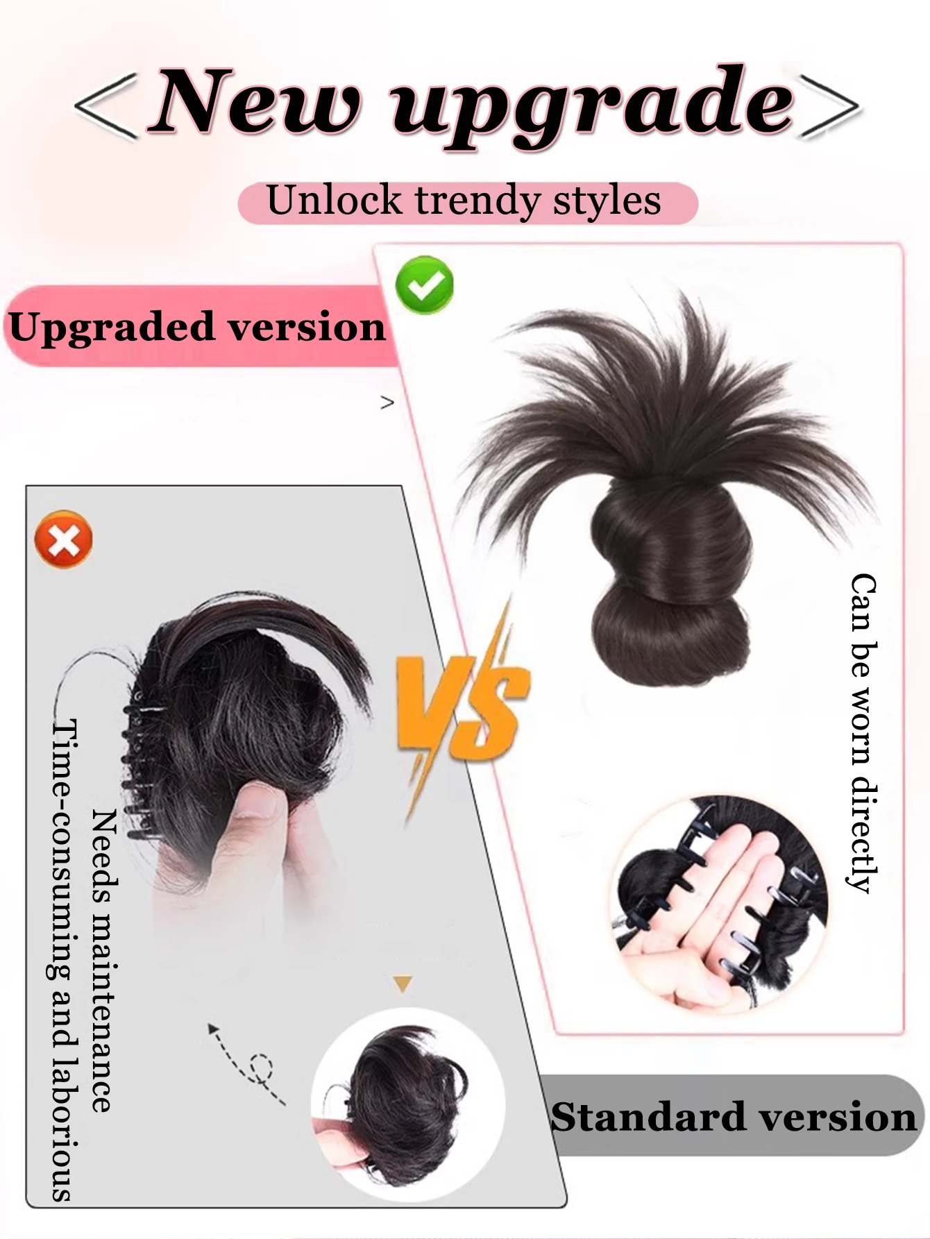 AOSIQUEEN Synthetic Low-tied Chicken Feather Ball Head Claw Clip Bun Lazy Bun Wig Bag Hair Accessories Suitable For Women image 4