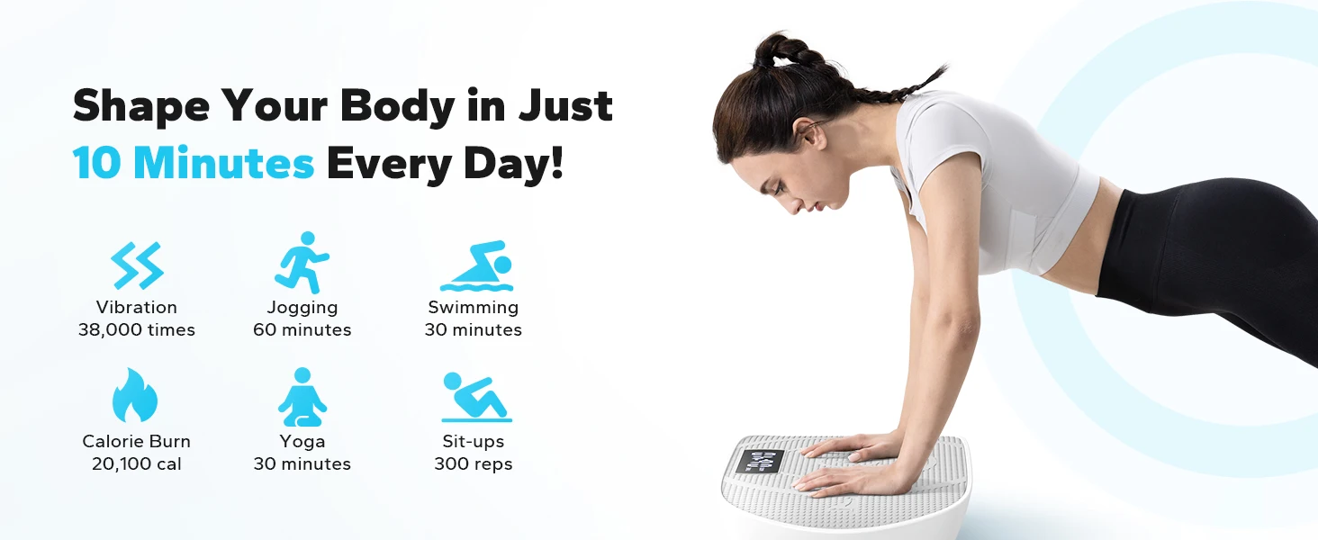 MERACH Vibrationsplatte Trainingsgerät, Angetriebene Vibrationsplattform für Ganzkörpertraining,Muskelaufbau und Formung, Bis 150KG – Detail 9