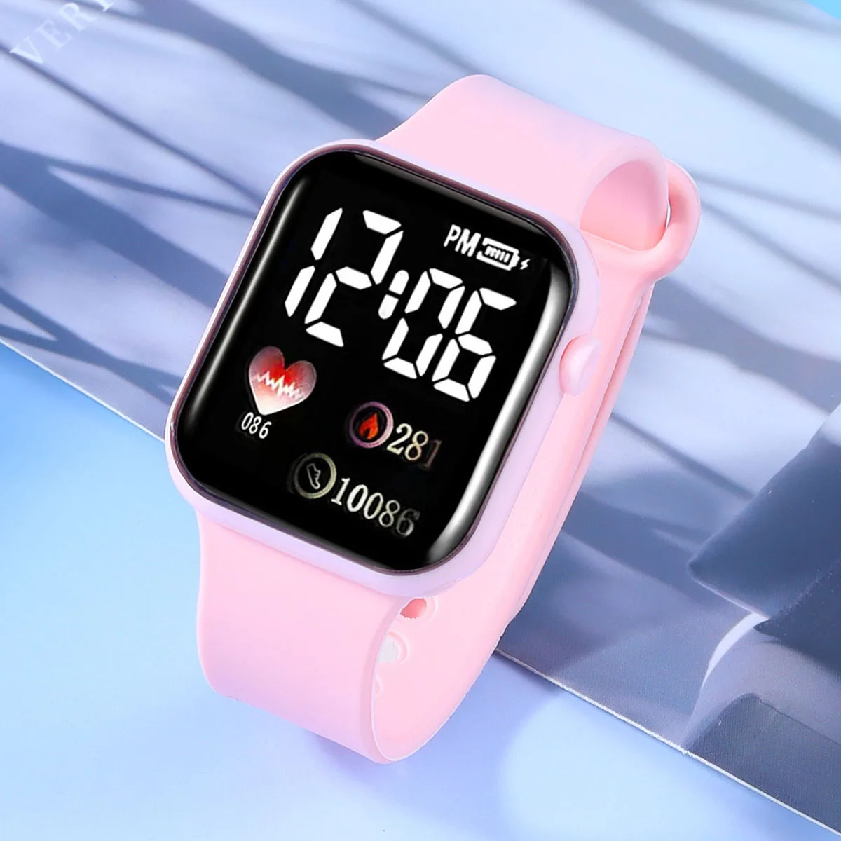 6-Piece Set of Heart-Shaped Digital Display Women's Electronic Watch and Beaded Butterfly Pendant Jewelry, Birthday Gift, Sporty and Elegant - view 5