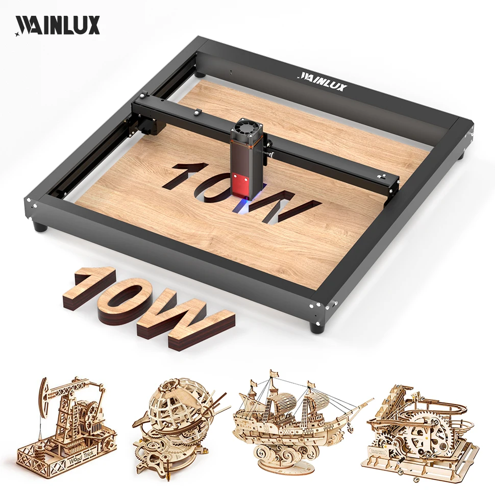 WAINLUX-máquina de grabado láser de escritorio, cortador de 10W, 80W, 0,5mm, alta precisión para Metal, joyería, bricolaje, PC, aplicación