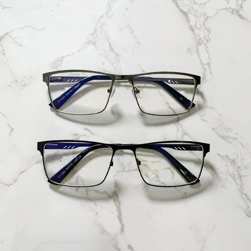 Metal Frame Reading Glasses Men Business Anti Blue Light Eyewear Classic Square Hyperopic Eyeglasses Diopter 0+0.5+0.75+1.0~~6.0