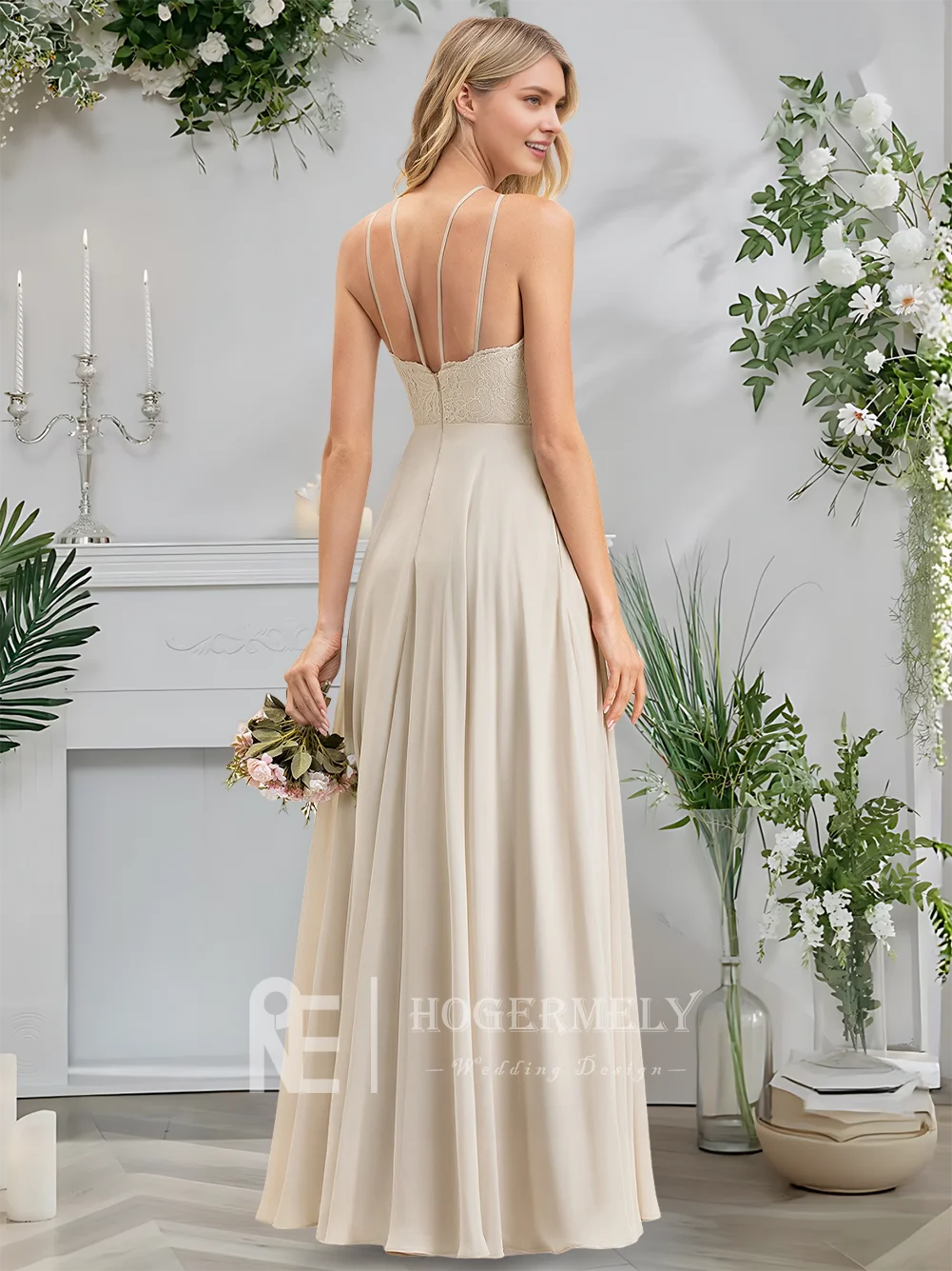 

B ​Elegant Lavender A-Line Scoop Floor-Length Lace Chiffon Bridesmaid Dresses 2025 Wedding Party Guest Evening Cocktail Women