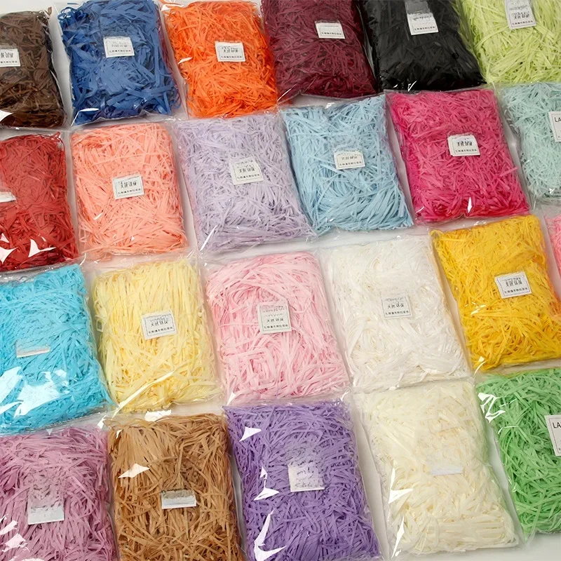 Papier froissé coloré en raphia, confettis râpés, remplissage de boîte-cadeau, décoration, cadeau de fête de mariage et emballage de panier, 100g-1800g