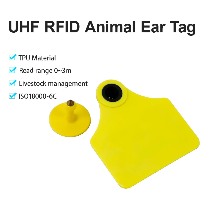 

200pcs 860-960Mhz RFID Animal Ear Tag IP67 TPU Material Cow Cattle Ear Tag for Cattle Dairy Farm Livestock Management