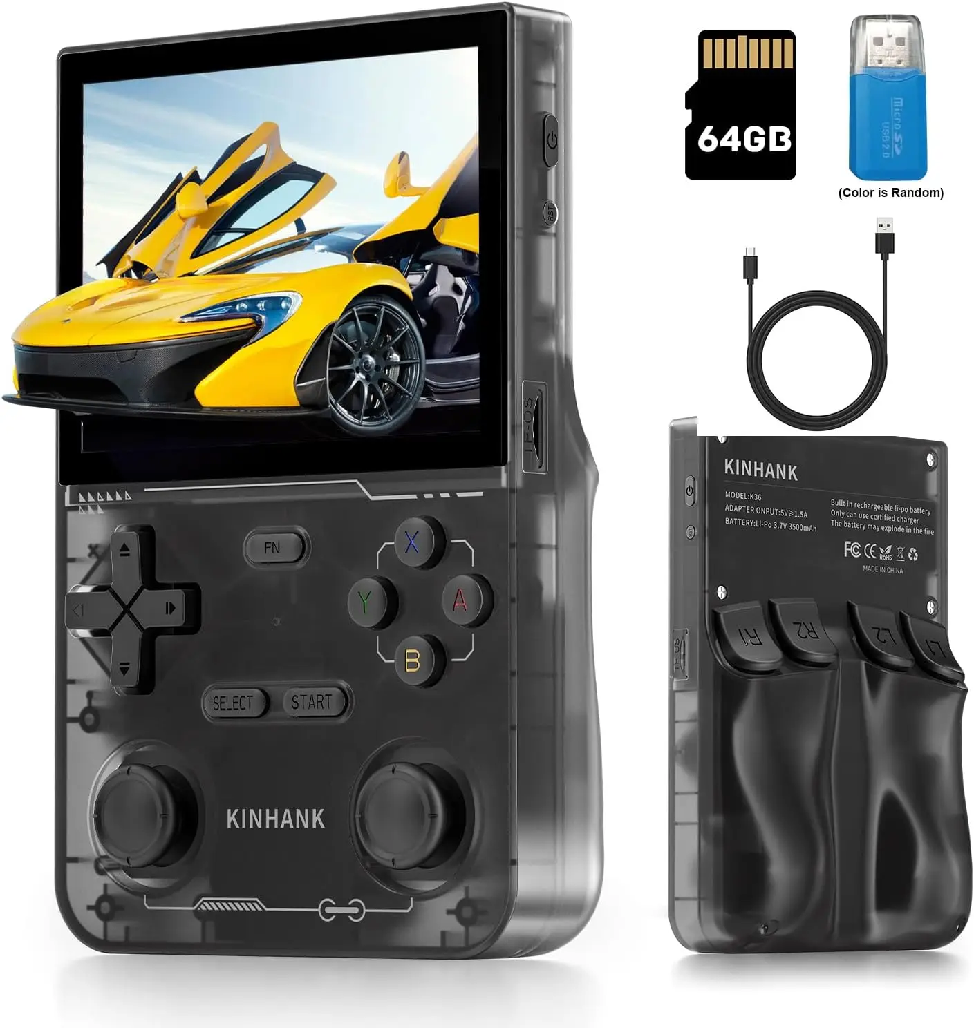 

K36 Handheld Game Console 20000+ Retro Games 3.5'' IPS Screen 64GB RK3326 EmuElec 4.7 Portable Travel Gift for Adults Kids