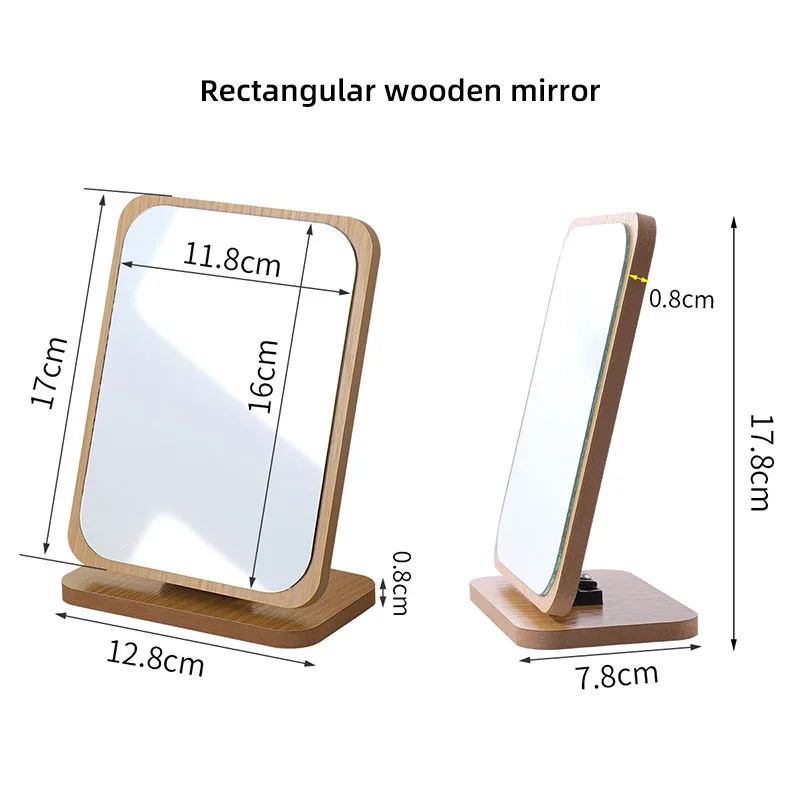 Ou Runzhe desktop makeup mirror dressing table wooden single-sided beauty mirror student dormitory bedroom desktop mirror