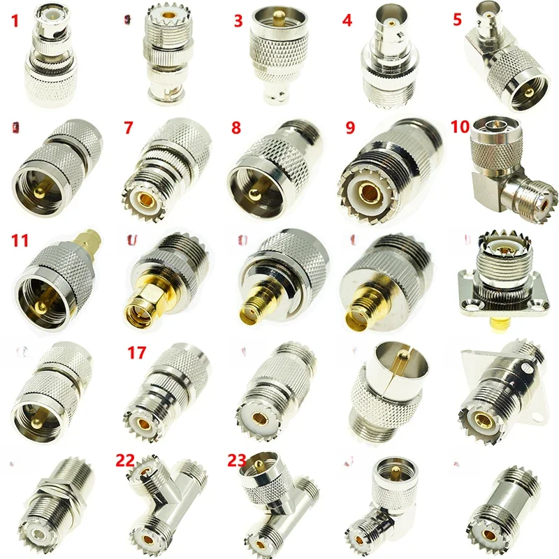 UHF SO239 PL259 ZU UHF BNC N SMA SO239 PL259 männlich weiblich flansch montage winkel RF Koaxial Koax Stecker Adapter Messing Konverter