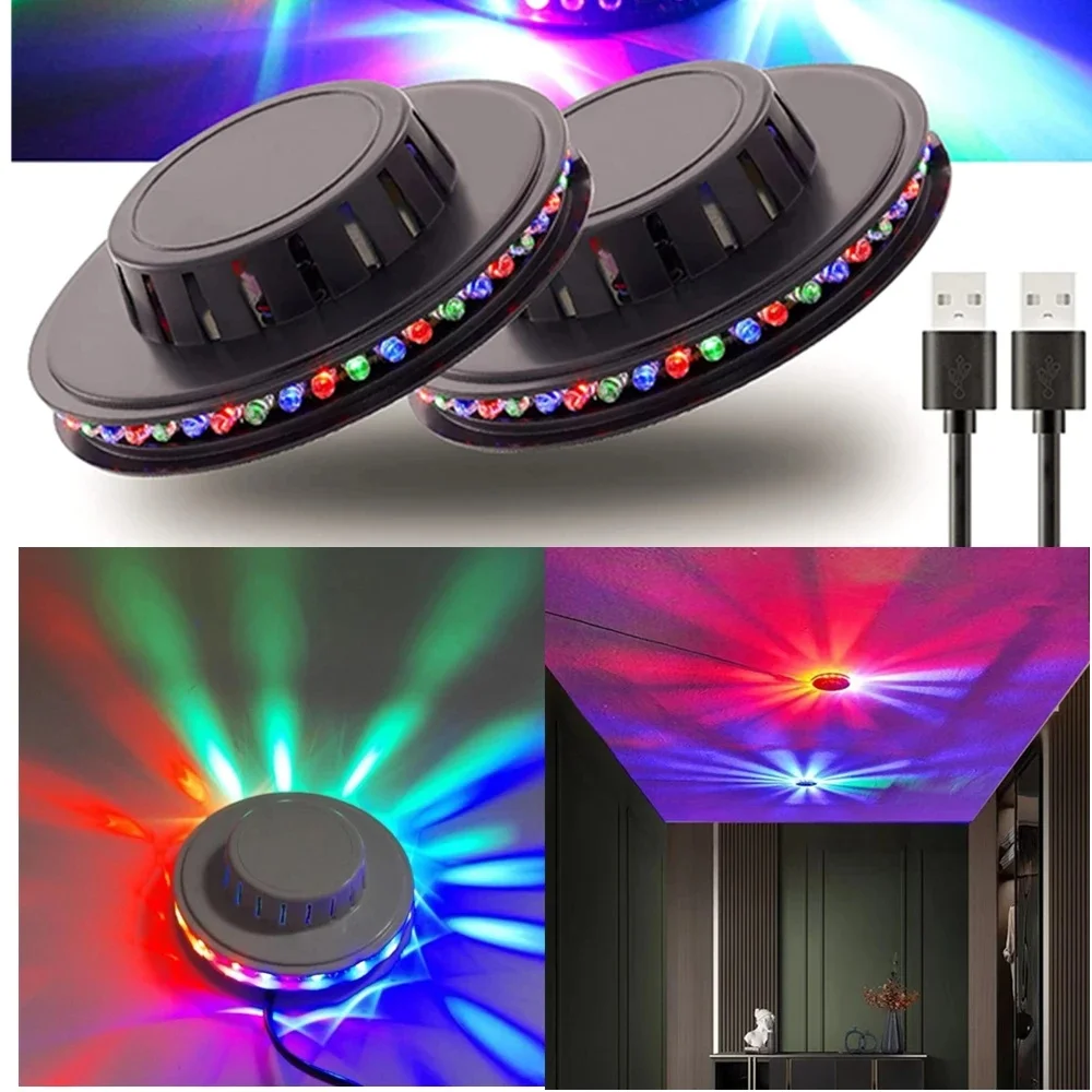 Boule disco LED colorée rotative, lumière de scène, éclairage clignotant, lumière de scène activée par le son, lumière boule disco, décoration murale pour la maison, anniversaire d'enfants, mariage,