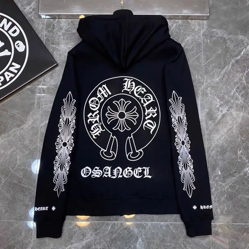 Sudadera con capucha de manga larga para hombre y mujer, prenda con estampado de corazones cromados, versátil, personalizada, a la moda, novedad de 2025