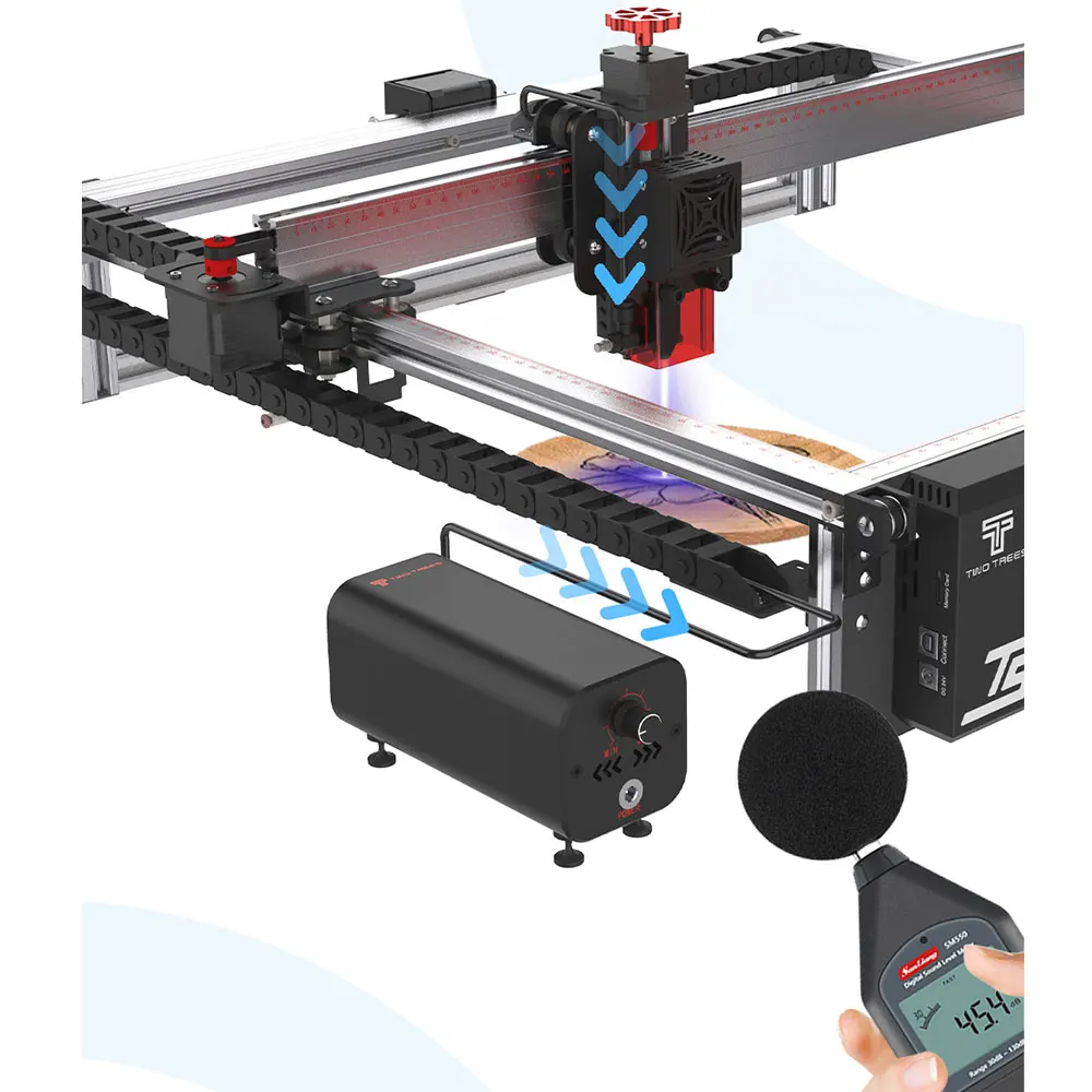 Imagem -02 - Twotrees Tts55 36w Air Air Flow Assist Kit 1030l Min Air Assist System Remover Fumaça e Poeira para Laser Gravador Cutter Machine