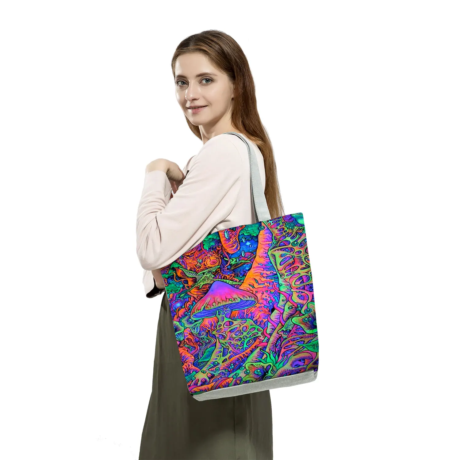 Bolsos de mano con estampado de Mandala De Seta psicodélica, bolso de mano hermoso de moda, bolso de hombro de alta capacidad para mujer, bolsos de compras reutilizables