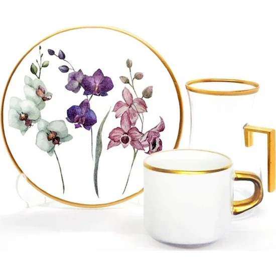 

Toygar Drip Handle Asena Tea Coffee Set 6 Pieces Orchid