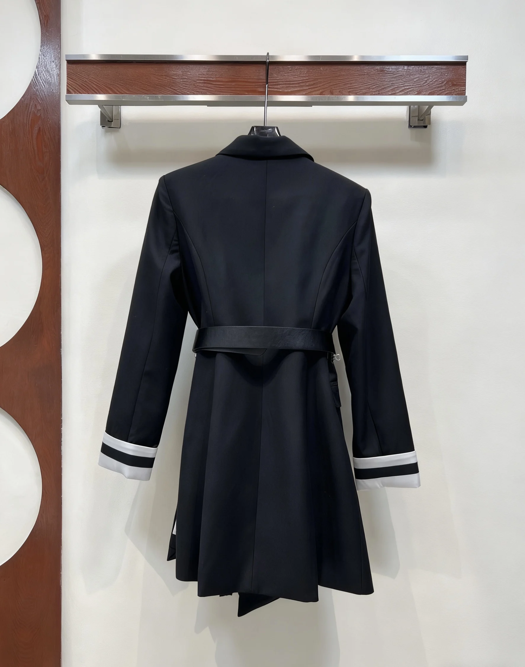 High Quality Autumn Winter Women's Casual Fashion Patchwork Belt Buttons Embroidery Letters Suit Jacket Dress JQ050