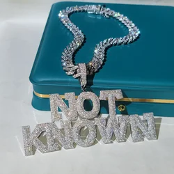 Custom Pave Cubic Zircon Bold Letters Pendant For Men Personalized Name Necklace With Cuban Link Chain Hip Hop Rock Jewelry