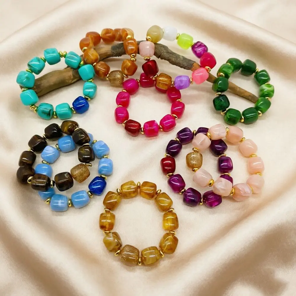 Pulsera de cuentas acrílicas gruesas y coloridas para mujer, pulseras espaciadoras chapadas en oro de 18 quilates, joyería llamativa, regalo.