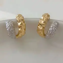 MADALENA SARARA 18K Duple Color Curve Car Pattern Frosted Surface Women Earrings 15X16mm