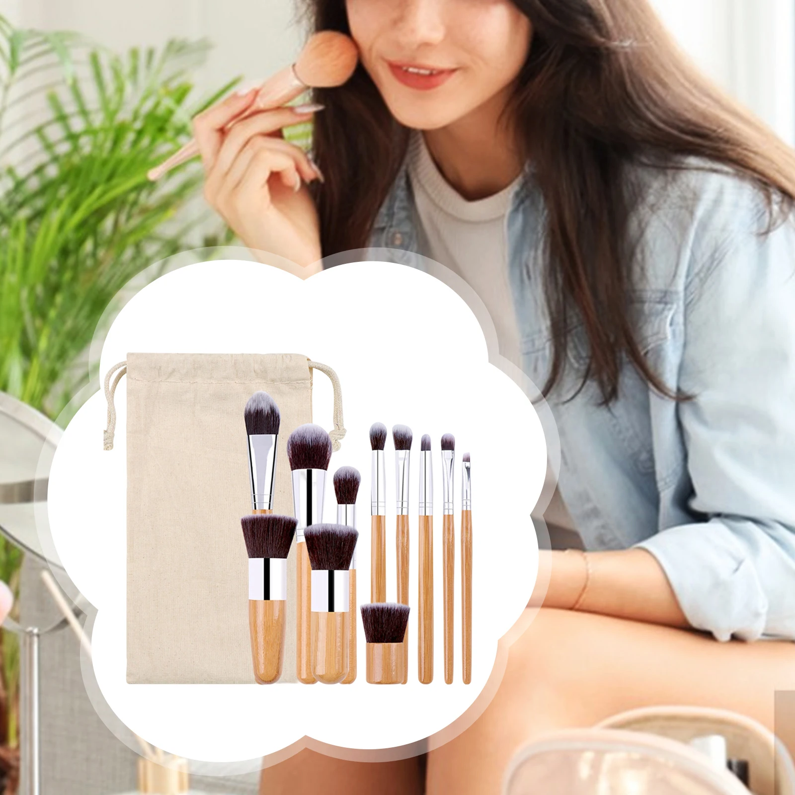 Ensemble professionnel de 11 pinceaux de maquillage avec pochette, poils doux de qualité supérieure, sans cruauté, manche en bambou portable