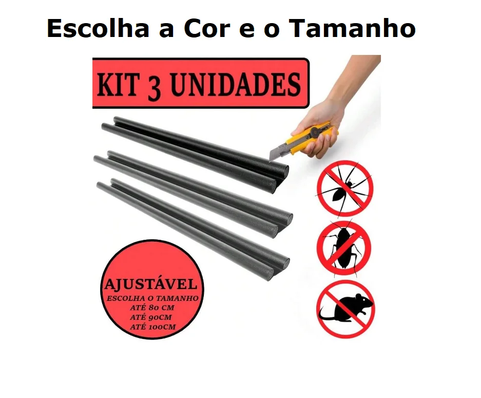 Kit 3 Protector Veda Door Waterproof Adjustable Roll Cons Dusts Insects Dirt Various Colors and Sizes