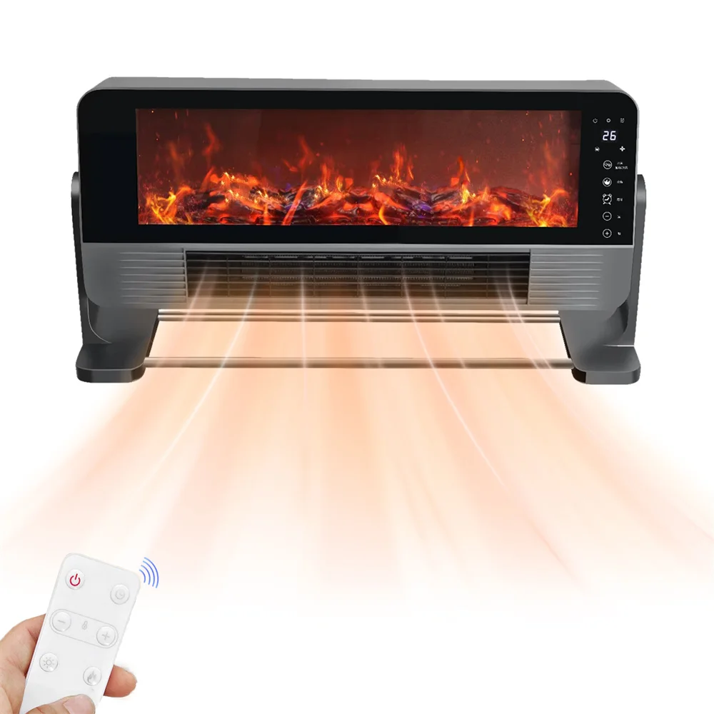 2000W Wall-Mounted Heating Fans Electric Heater Mobile Electric Decorative Fireplace Home Winter Heating Air Conditioner