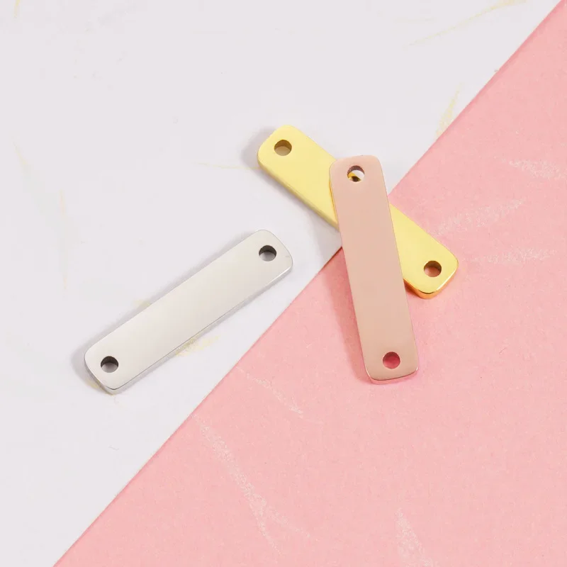 10 Stks/partij 5*22Mm Spiegel Polish Rvs Twee Hole Armband Connectors Blank Charms Diy Sieraden Maken Bevindingen - afbeelding 2