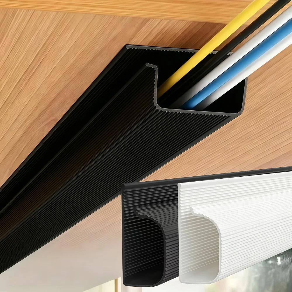 1/2pcs Under-Desk Cable Organizer Black White Self-Adhesive Cable Management Cables Raceway for Home and Office