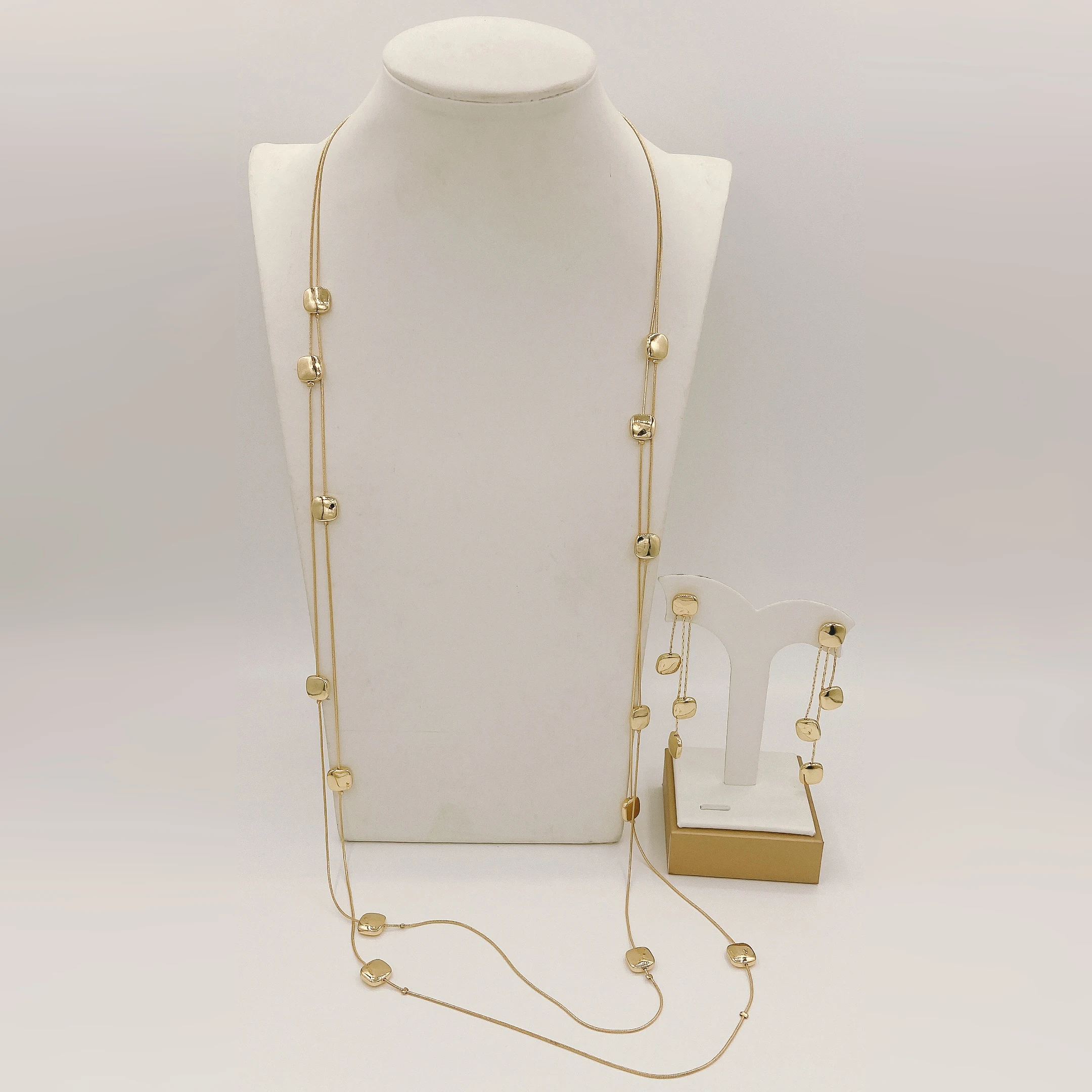 Yulaili Long Chain Necklace Earrings Jewelry Sets for Women Gold Plated Jewel Wedding Daily Luxury Wear Naija Dubai Jewelry