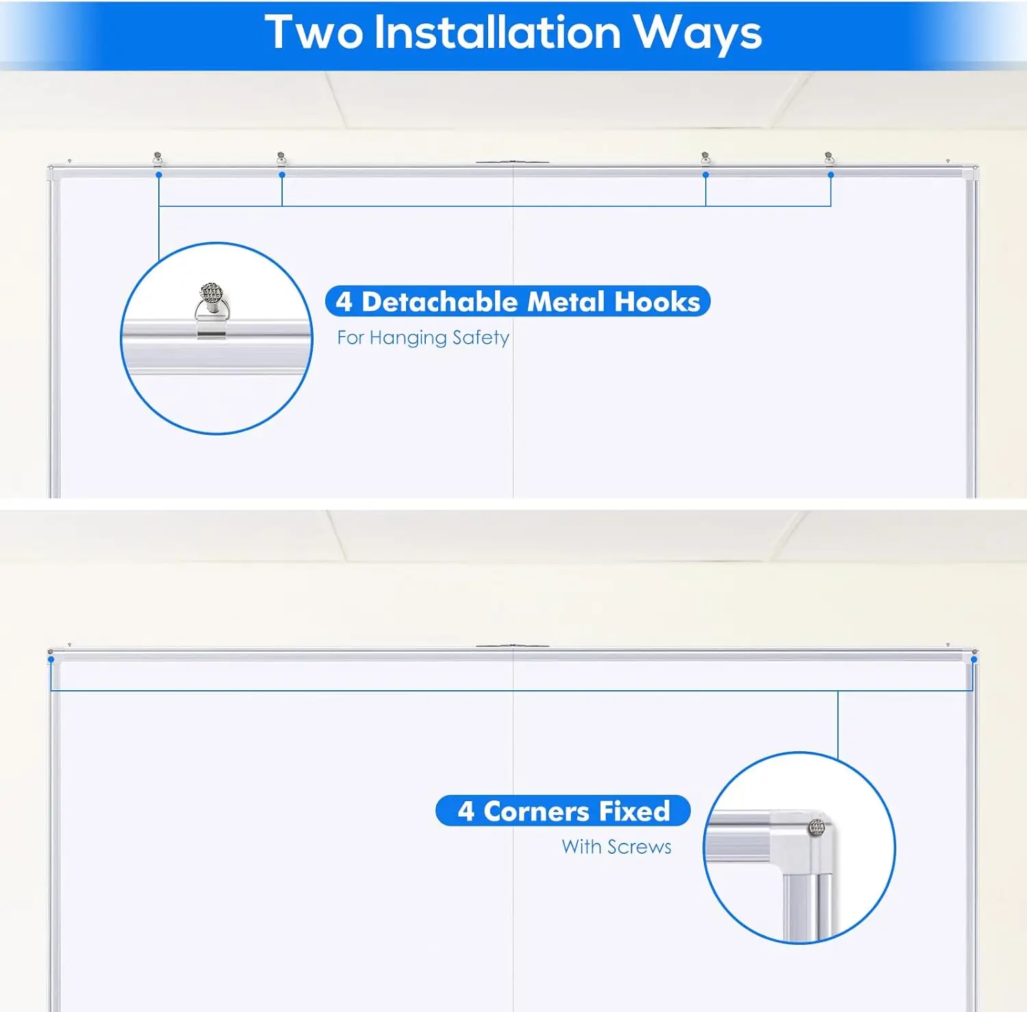 Magnetic White Board Dry Erase Board for Wall，72" x 48" (6ft x 4ft) Wall-Mounted Aluminum Frame Marker Board, Foldable Portable Whiteboard with a Long Pen Tray for School, Classroom, Office & Home view 7