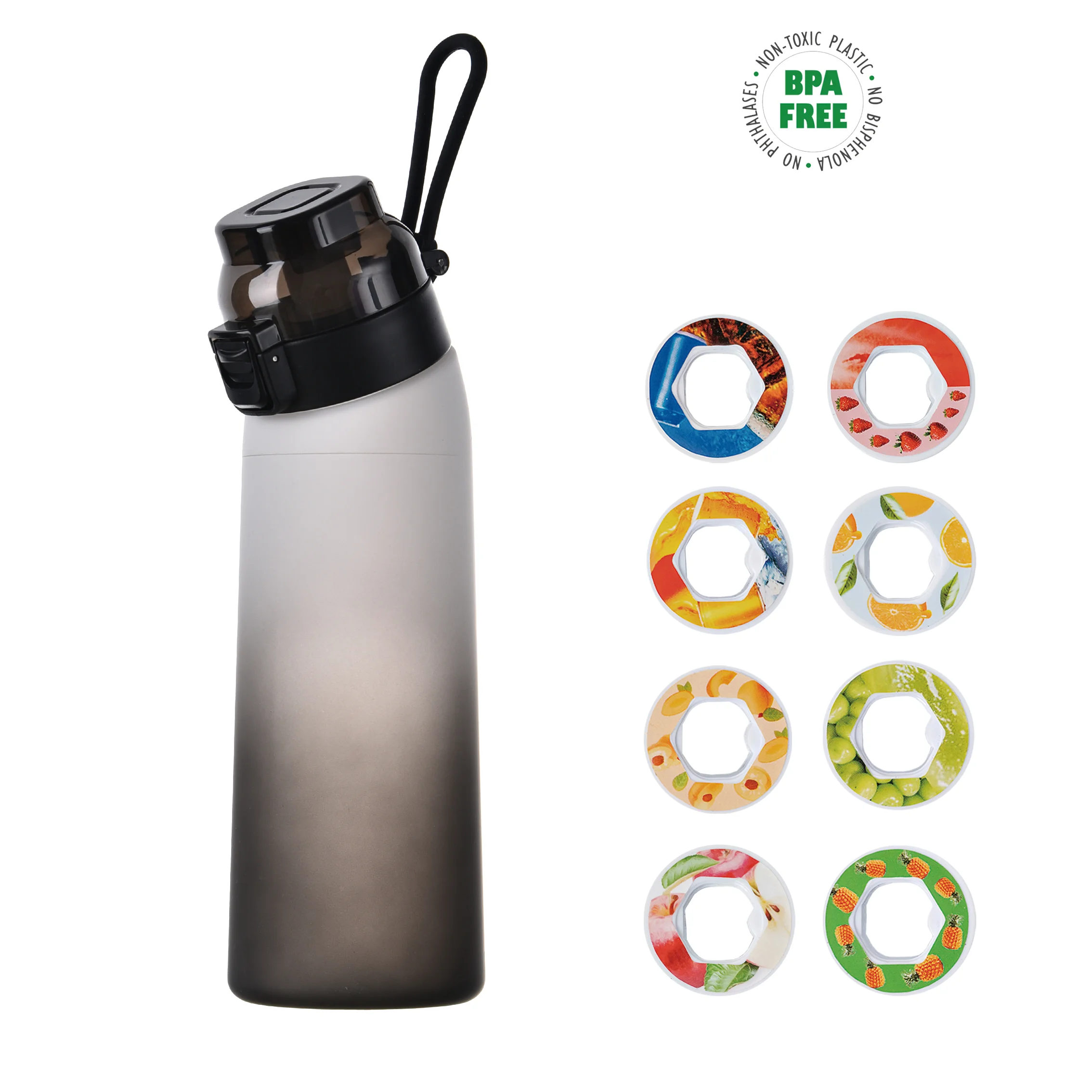 

24 oz Alr Fragrance Water bottle Fruit Flavour Cup Frosted Gradient Drinking Bottle 700ml 8 Flavor Rings For Sports Outdoor