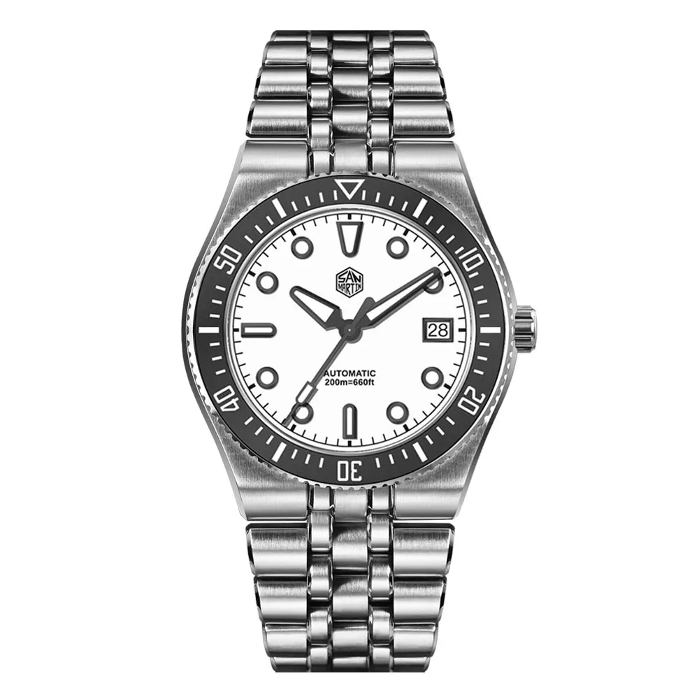 San Martin 40mm Enamel Spiral Dial Integrated Bracelet Men Diver Watch Miyota 9015 Automatic Mechanical Waterproof 200m SN0148 image 3