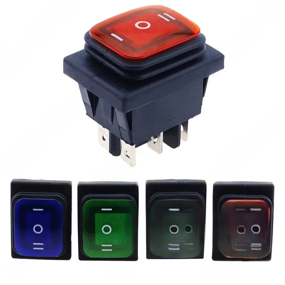 KCD4-203 wytrzymały 16A 250VAC 30x2 przełącznik dźwigniowy z wodoszczelną osłoną 6pin DPDT na 12V 220V czerwony przełącznik zielone światło LED 4.9 — zdjęcie 2