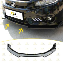 Hond.a Civc FC5 Sedan 2015 - 2021 Front Splitter 3 Pieces Piano Gloss Black Surface High Quality ABS Plastic Civc Kit Car Parts