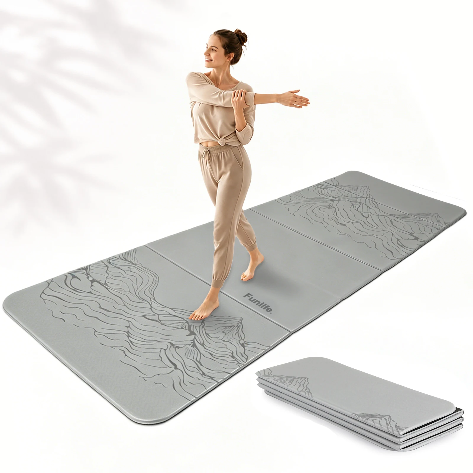 FunLife Opvouwbare Yogamat XXL 190x66 cm – 10 mm Dik, Antislip Fitness- en Gymnastiekmat voor Yoga, Pilates, Home Workout & Outdoor