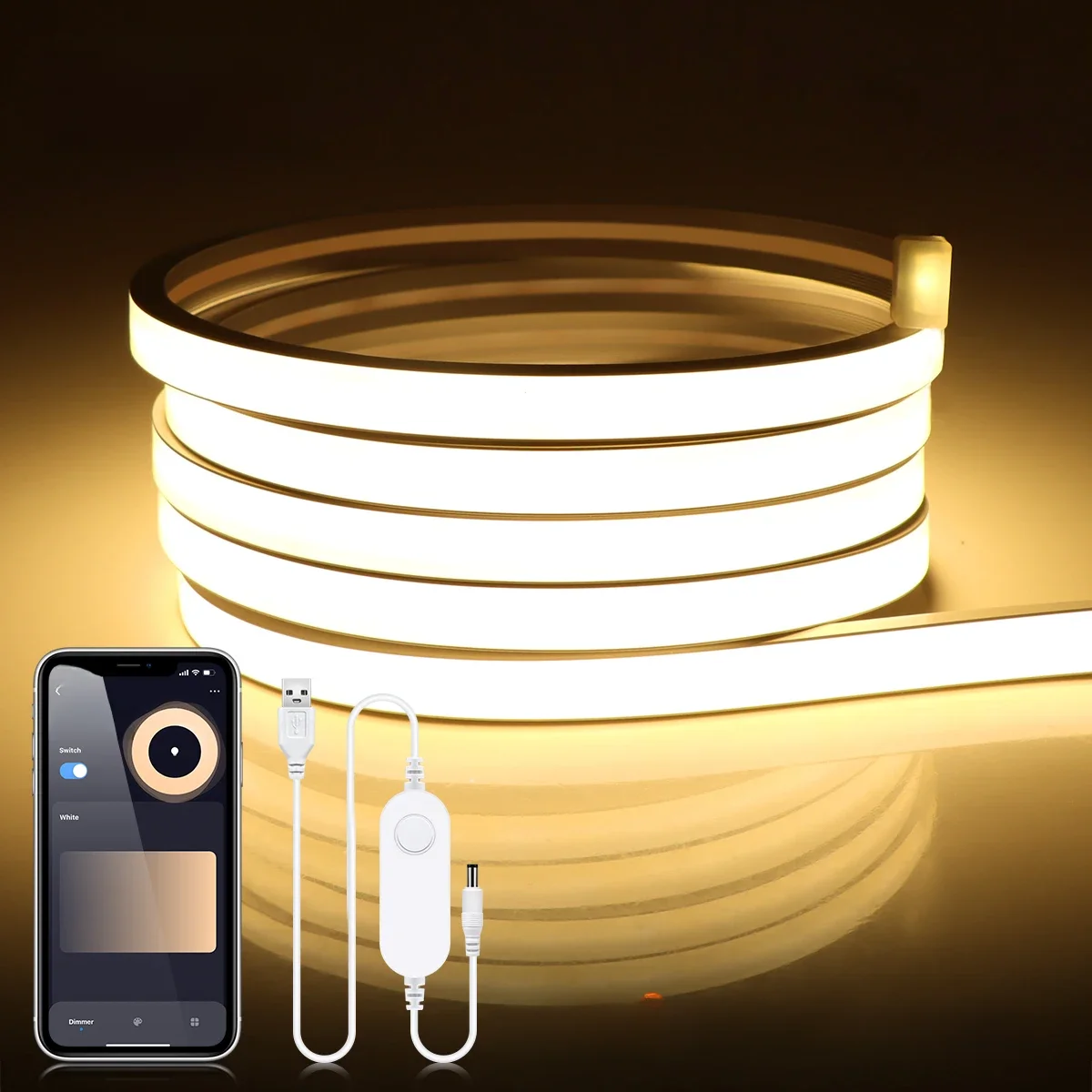 ZigBee 3,0 Wifi COB LED Streifen Smart Tuya 5V USB Licht Neon LED Band Mit Dimmbaren Dimmer LED Controller Alexa Lampe Schrank Dekor