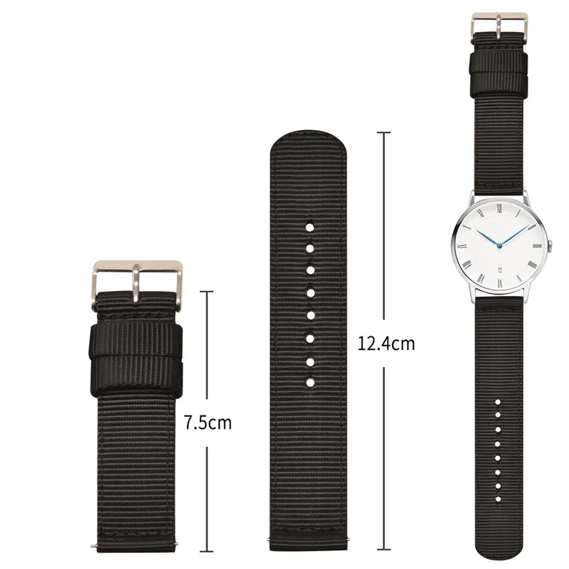 Universal Nylon Wear-Resistant Strap 18mm 20mm 22mm 24mm Color Quick Release Sports Waterproof Watch Accessories