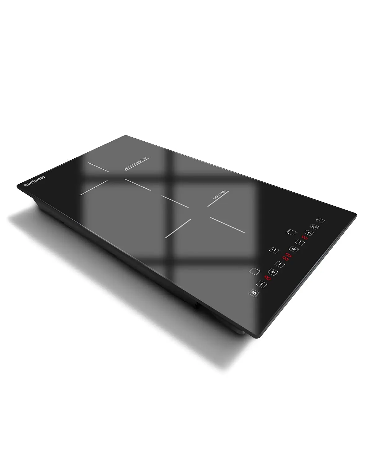 Karinear 12 Inch Induction Cooktop 2 Burner Drop In Electric Cooktop, Induction Stove Top Ceramic Glass with Booster, Child Lock, Timer, Pause function, 220-240V, 3500W, Hard Wire(No Plug) view 7