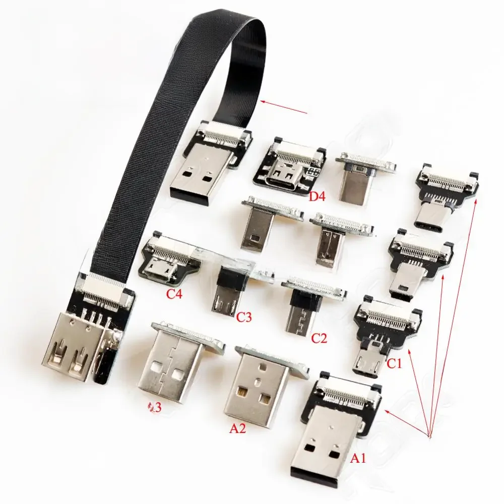 Hoqo elastyczny płaski kabel do Raspberry Pi Type-C Mini/Micro USB przedłużacz wstążka FFC FPV Slim płaski miękki elastyczny FPC ładowanie FPV — zdjęcie 2